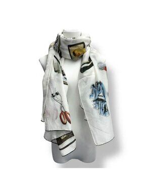 Louis Vuitton Scarf Silk Car Pattern White